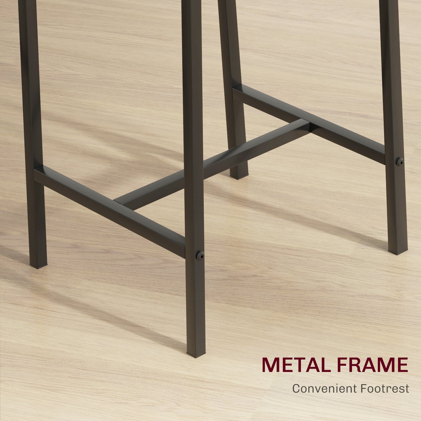 3-Piece Counter-Height Bar Table and Chairs Set for Two, Space-Saving Industrial Dining, MDF Top Oak