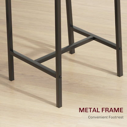 3-Piece Counter-Height Bar Table and Chairs Set for Two, Space-Saving Industrial Dining, MDF Top Oak