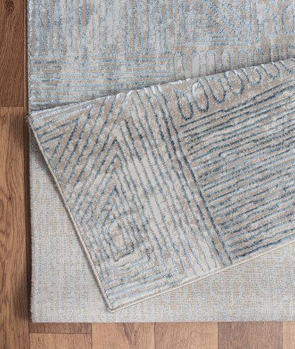 Contemporary Area Rug, 5 ft 3 in x 7 ft 3 in, Polyester, Low-Pile, Living Room or Entry, Blue