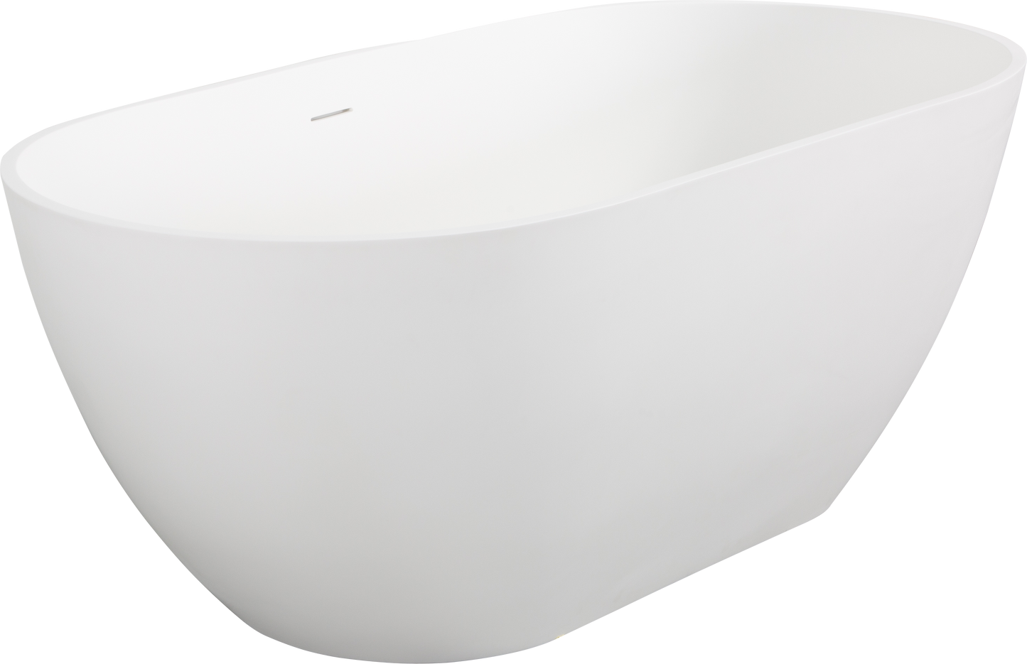 Luxury 59" Freestanding Solid Surface Soaking Bathtub with Overflow and Pop-up Drain in Matte White for Contemporary Bathrooms