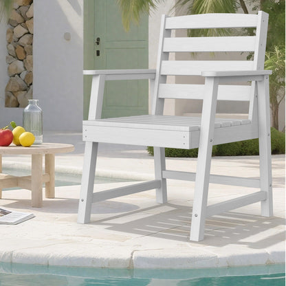 Outdoor Single Dining Chair for Patios and Gardens HDPE Construction 24.41 x 24.80 x 35 Inches White