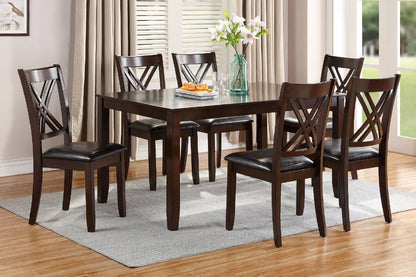 7 Piece Dining Set With Table And Six X Back Chairs Espresso
