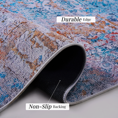 5x8 Machine-Washable Area Rug, Low-Pile Chenille, Non-Slip Backing, Foldable, Kid & Pet Friendly - Yellow