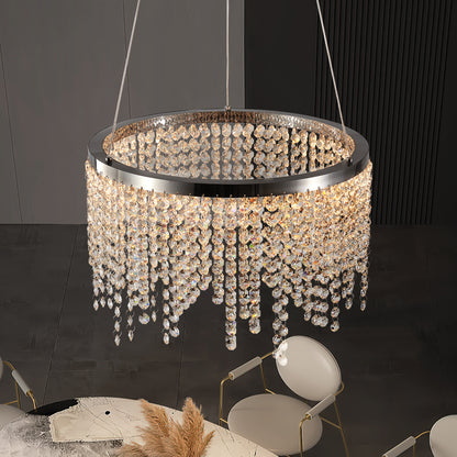 15.7-Inch Crystal Pendant Ceiling Light with Adjustable Height, 16W LED, 110V, Chrome/Transparent