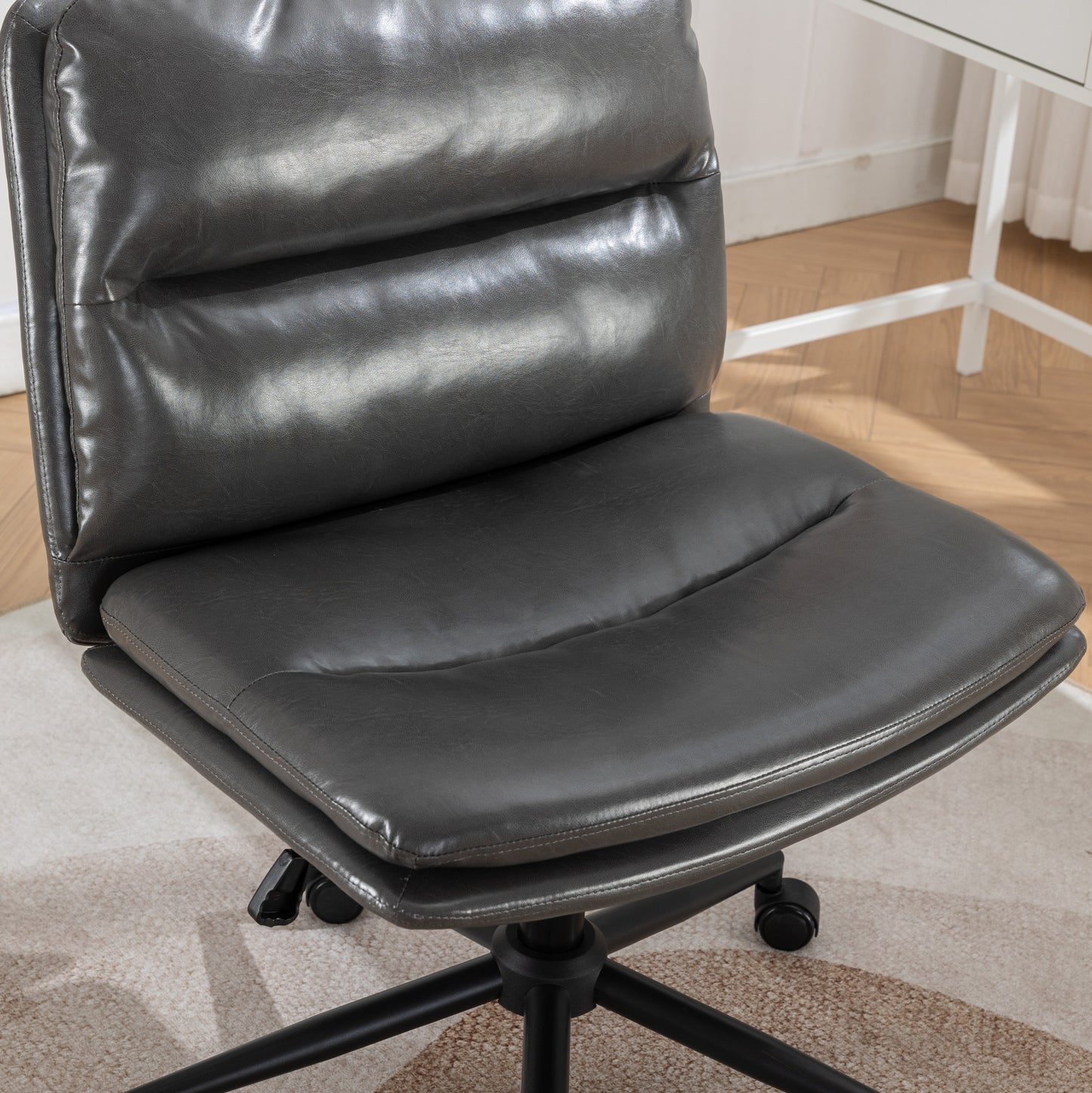 Bizerte Height-Adjustable Swivel Criss-Cross Office Chair with Wide Seat - Gray Vanity & Office Chair
