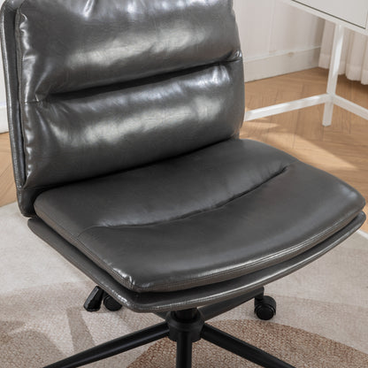 Bizerte Height-Adjustable Swivel Criss-Cross Office Chair with Wide Seat - Gray Vanity & Office Chair
