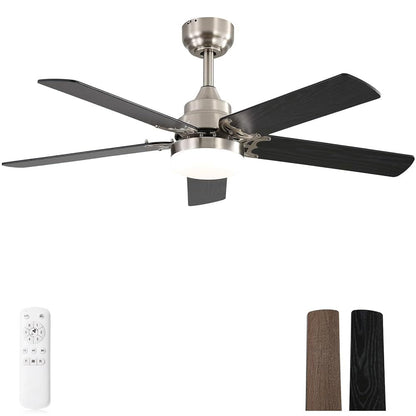 42-Inch 5-Blade Ceiling Fan with Quiet DC Motor, Remote, Reversible Air, LED Light, Multi-Mount, Nickel