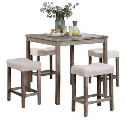Counter Height Dining Set FivePc Square Table Stools Gray