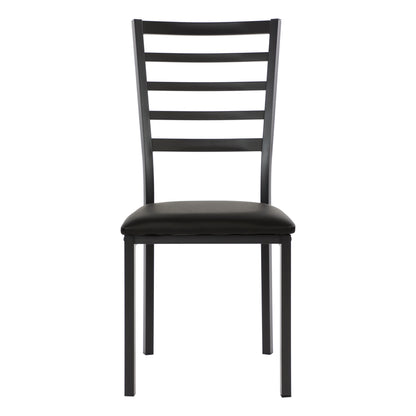 Set of 4 Metal-Frame Ladder-Back Side Dining Chairs with Faux Leather Upholstery Easy Assembly - Black
