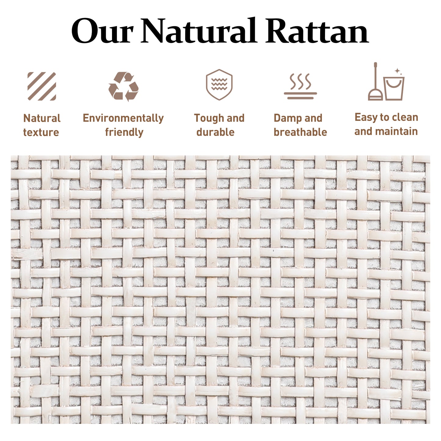 52.8" Rattan Sideboard, Boho Farmhouse Storage Cabinet with Adjustable Shelves, Accent Buffet Cabinet for Kitchen