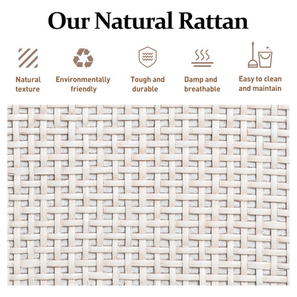 52.8" Rattan Sideboard, Boho Farmhouse Storage Cabinet with Adjustable Shelves, Accent Buffet Cabinet for Kitchen