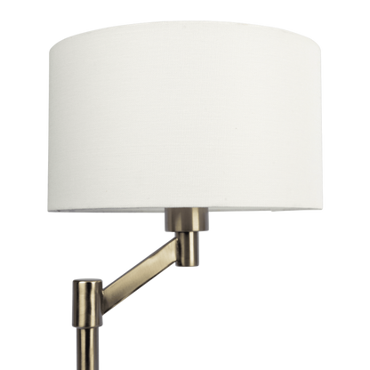 Modern Table Lamp with On/Off Switch, Curved Metal Base, Linen Shade, 11x11x19 in, 3 lb - Brushed Nickel