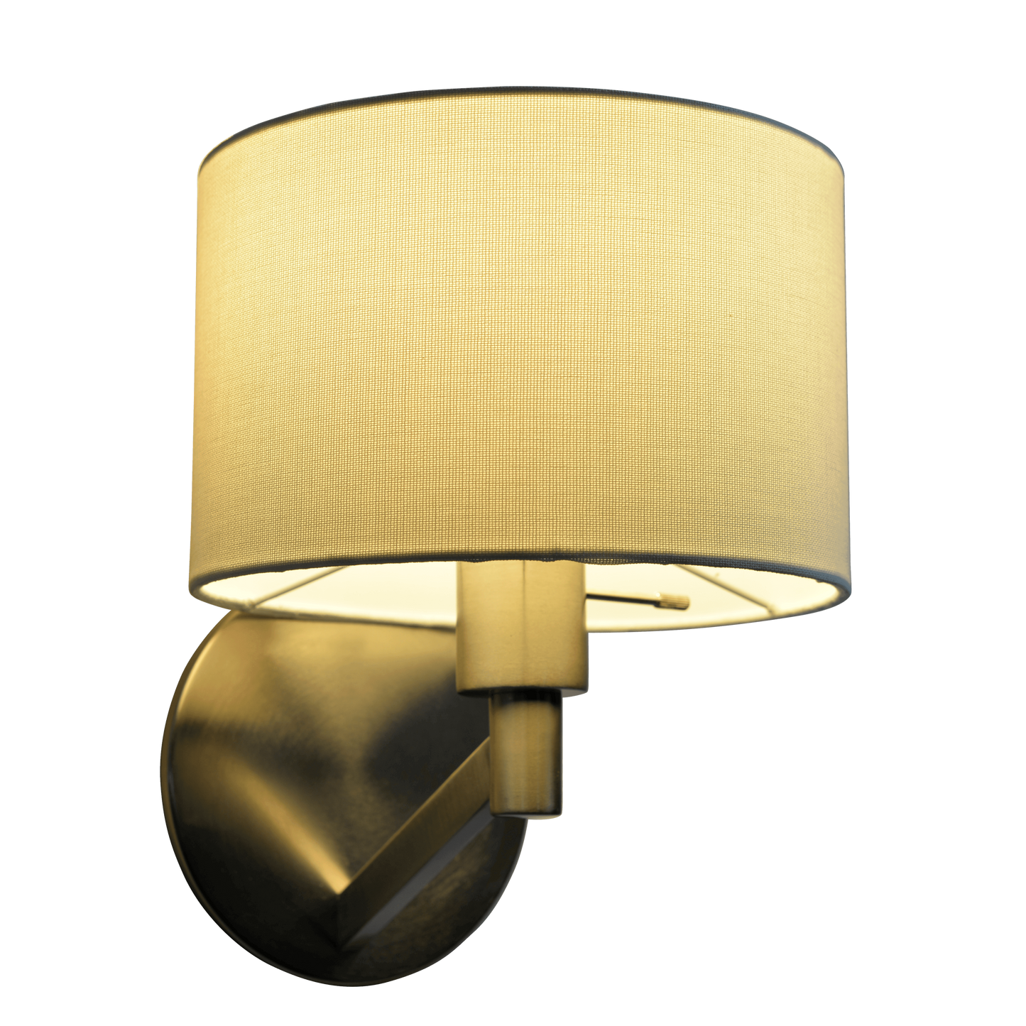 Modern Wall Lamp with Rotary Switch, 9x10x11, White Fabric Shade, Metal Base, Living Room Brushed Nickel