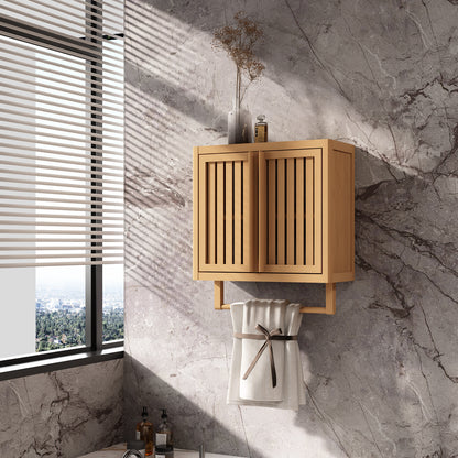 Wall-Mounted Bamboo Storage Cabinet for Bathroom and Home Essentials
