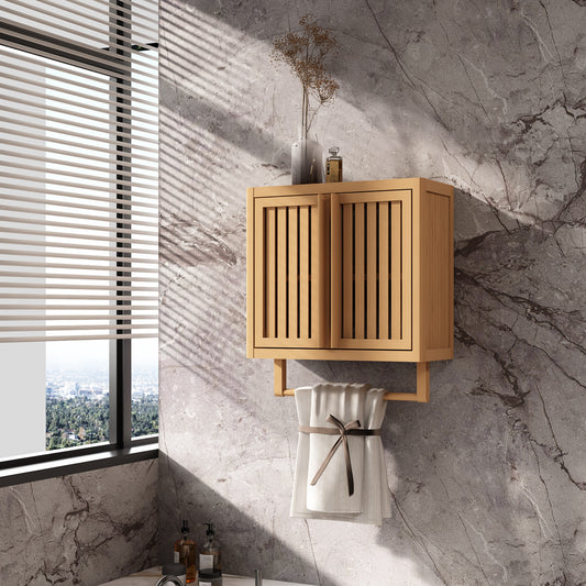 Wall-Mounted Bamboo Storage Cabinet for Bathroom and Home Essentials