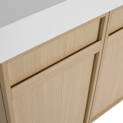 Modern 48" Freestanding Oak Bathroom Vanity with White Resin Sink & Soft-Close Doors