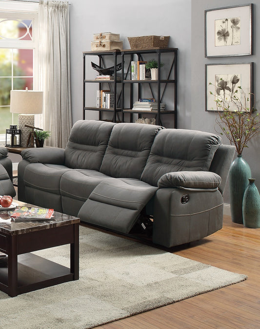 3-Seater Sofa with Metal Recliner Frame, Bonded Leather, Contemporary Living Room Slate Blue