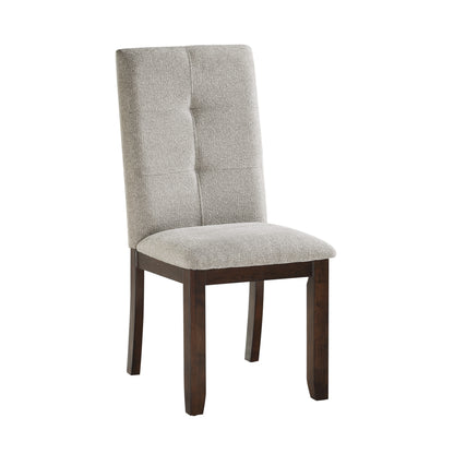 Set of 2 Chenille Upholstered Dining Chairs with Tufted Back and Wood Frame, Dark Cherry