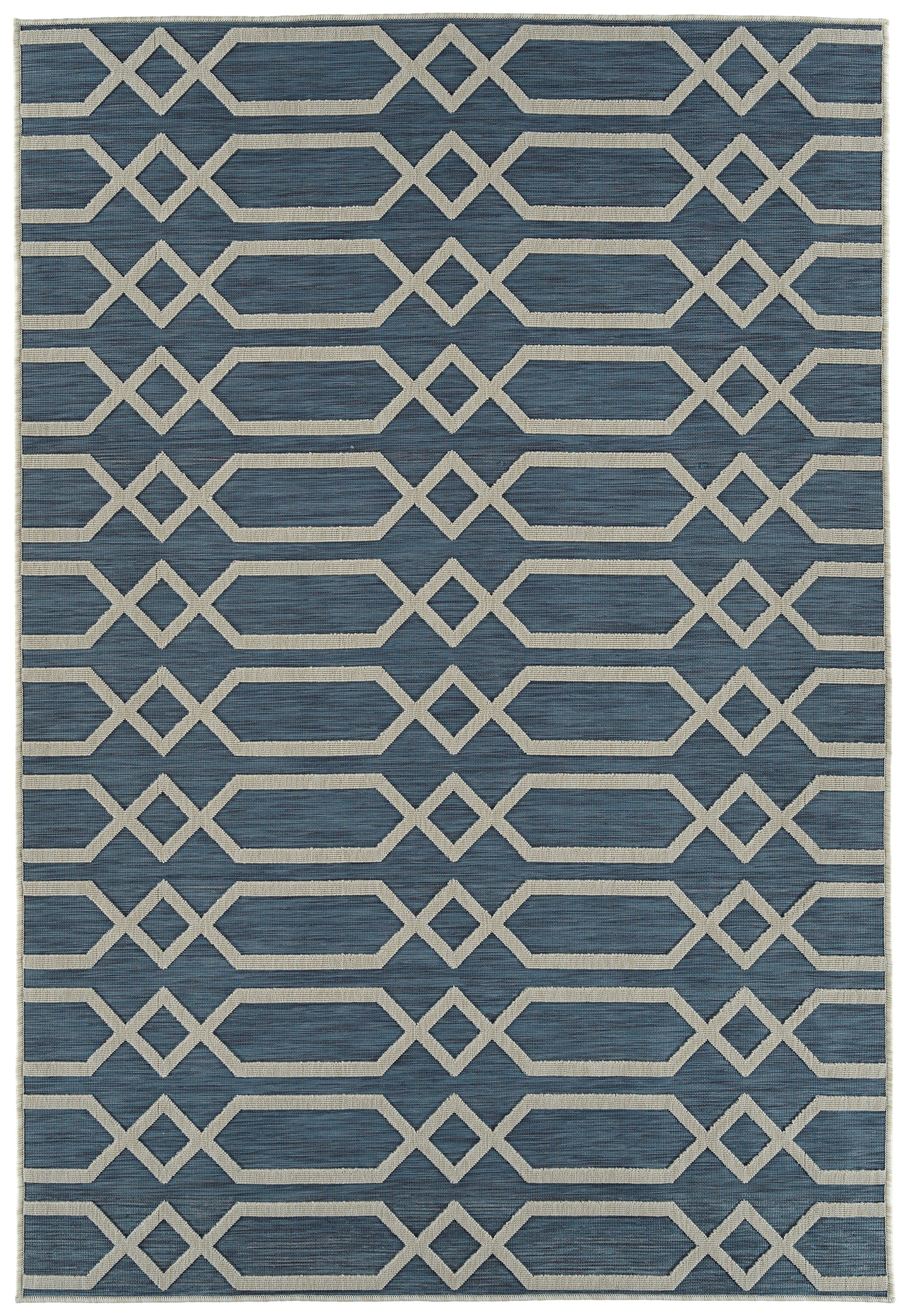 Rectangle Area Rug, 7'10" x 10', Power-Loomed Contemporary Textured High-Low Polypropylene, Blue