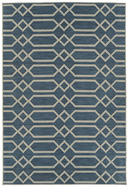Rectangle Area Rug, 7'10" x 10', Power-Loomed Contemporary Textured High-Low Polypropylene, Blue
