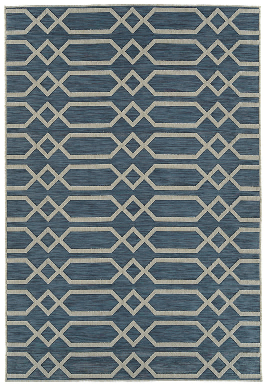 Rectangle Area Rug, 7'10" x 10', Power-Loomed Contemporary Textured High-Low Polypropylene, Blue