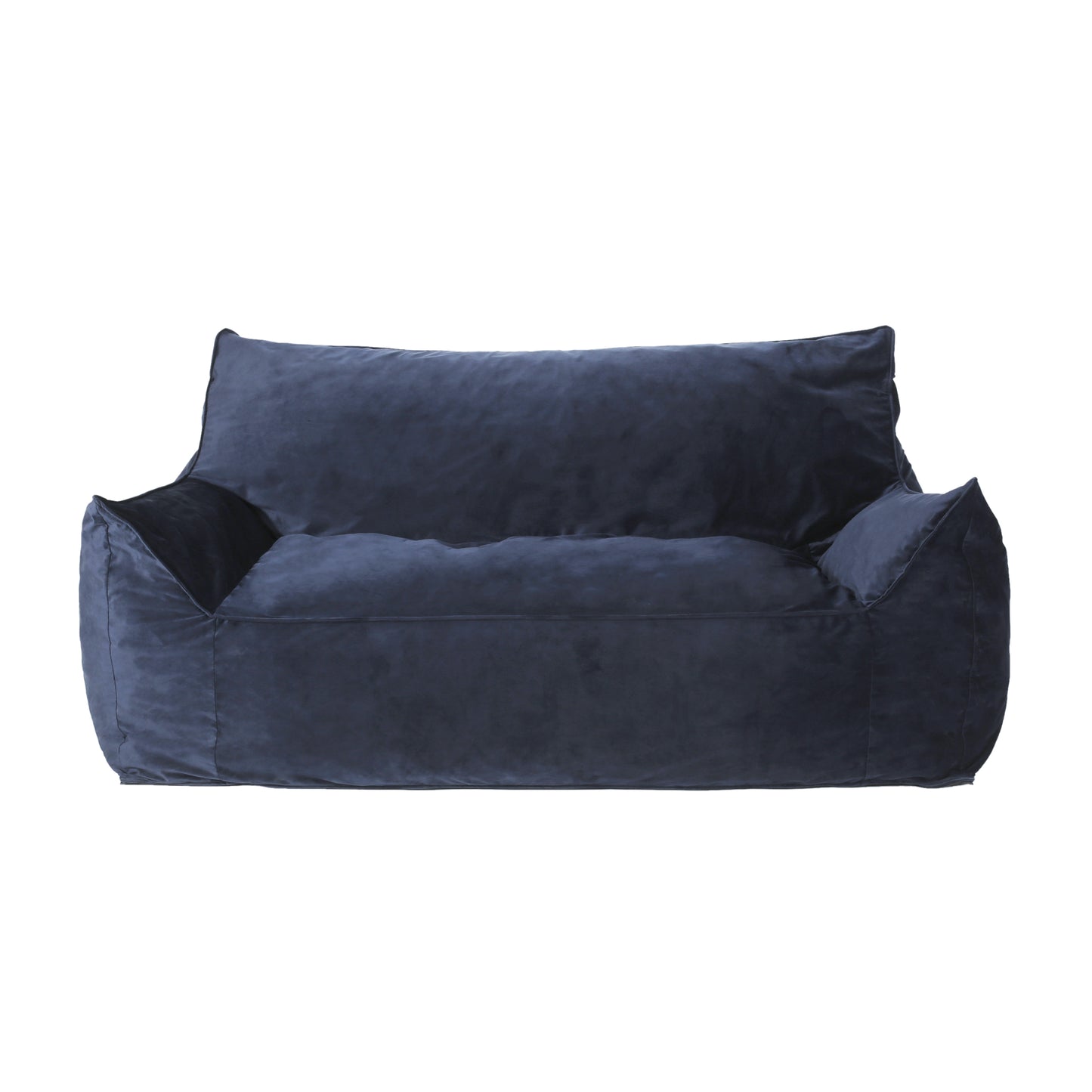 Oversized 2-Seater Bean Bag Chair with Armrests, Foam-Filled, Removable Cover, 60x40 in, Dark Blue Velvet