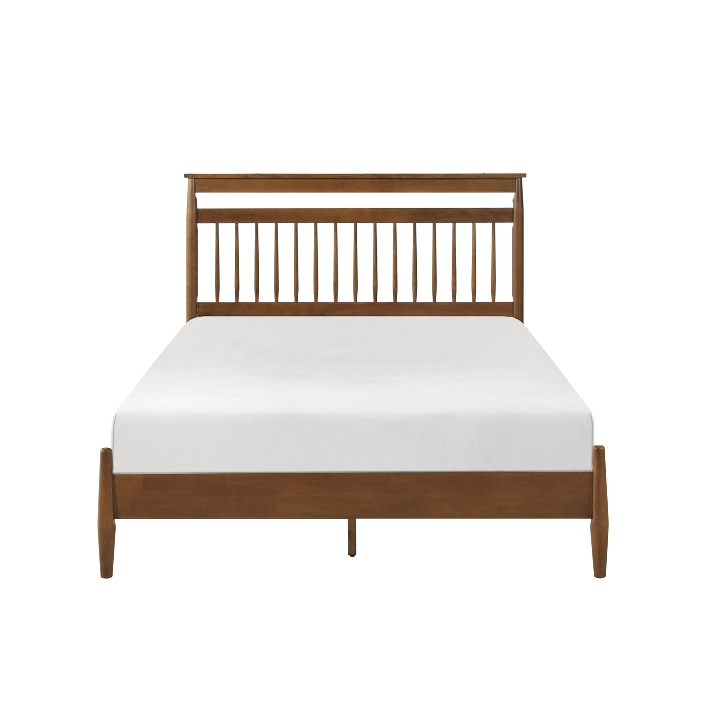 Elegant Chestnut-Finished Queen Platform Bed with Transitional Design – Bedroom Furniture in a Box