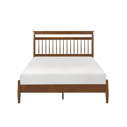Elegant Chestnut-Finished Queen Platform Bed with Transitional Design – Bedroom Furniture in a Box