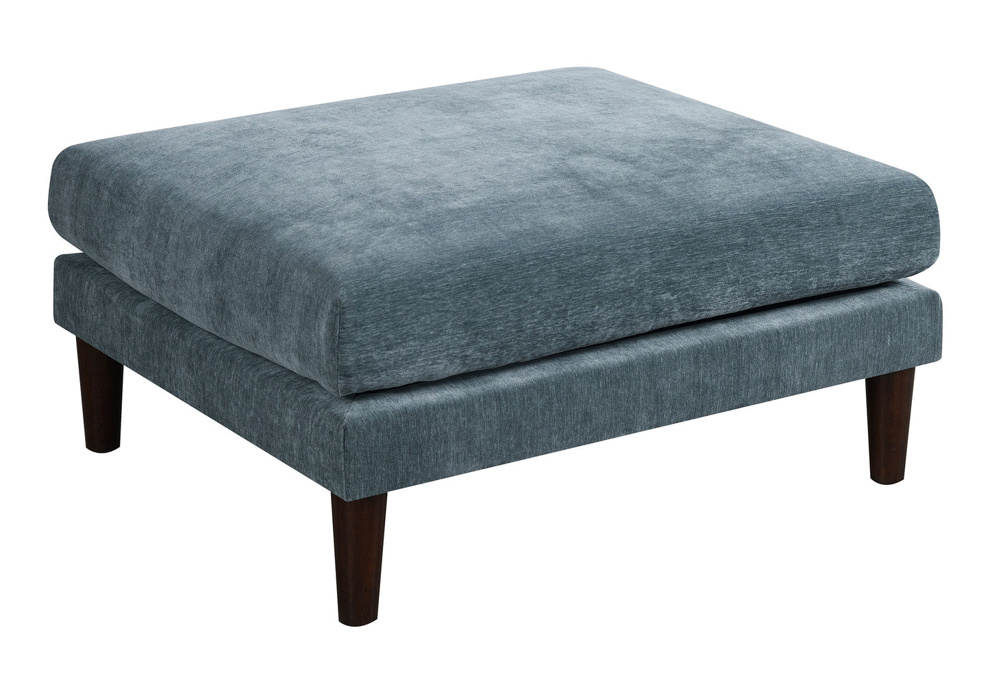 32 x 27 x 17-Inch Rectangular Fabric Ottoman with Wood Legs, Cushioned, Modern Contemporary Style, Mineral