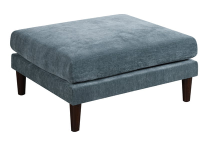 32 x 27 x 17-Inch Rectangular Fabric Ottoman with Wood Legs, Cushioned, Modern Contemporary Style, Mineral