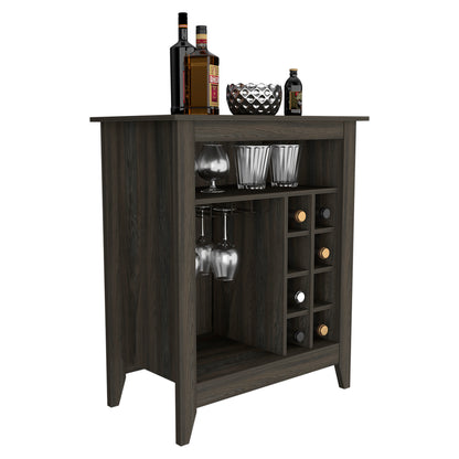 Elegant Espresso Bar Cabinet With Shelf And Wine Cubbies