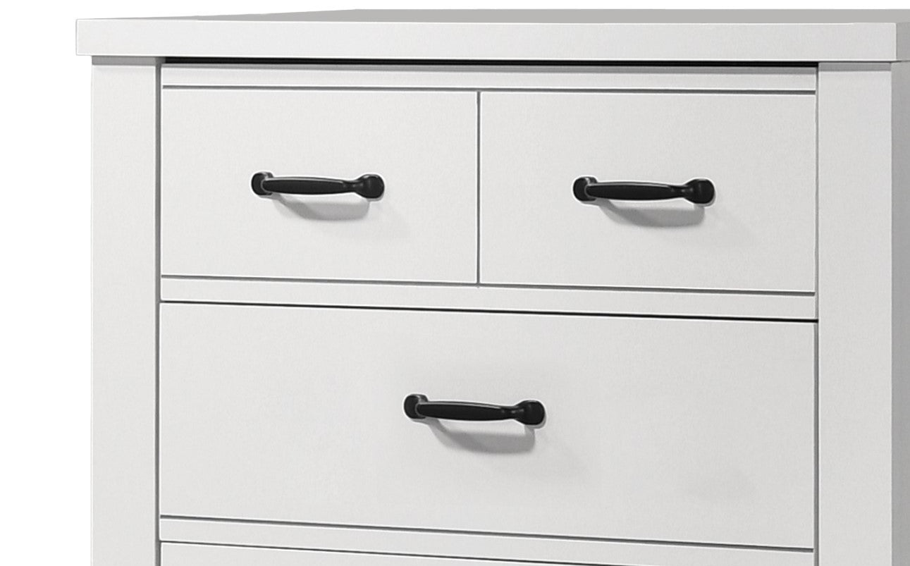 Cassini Elegant 5-Drawer White Chest with Split Top Design
