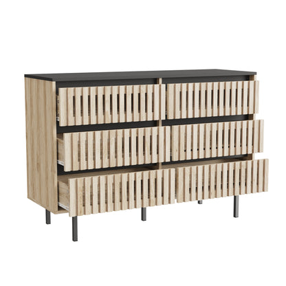 Modern Six-Drawer Bedroom Storage Cabinet with Two-Tone Design and Large Capacity