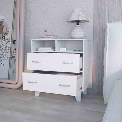 Double Drawer Nightstand Arabi, Bedroom, White