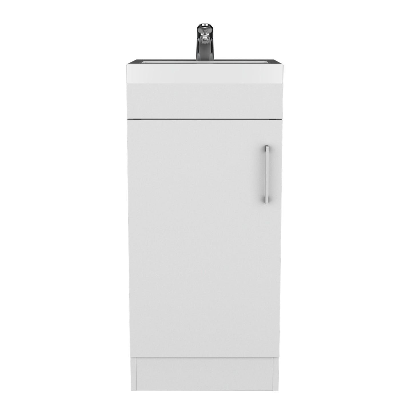 Modern 16" White Bathroom Vanity with Resin Sink and Single Door Storage