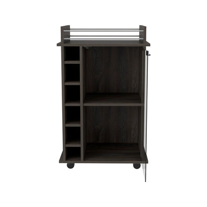 Espresso Finish Baltimore Bar Cart With Six Wine Cubbies