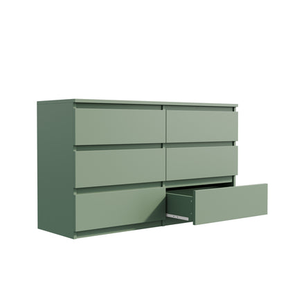 Stylish Green 6-Drawer Dresser Chest for Ample Storage Solutions