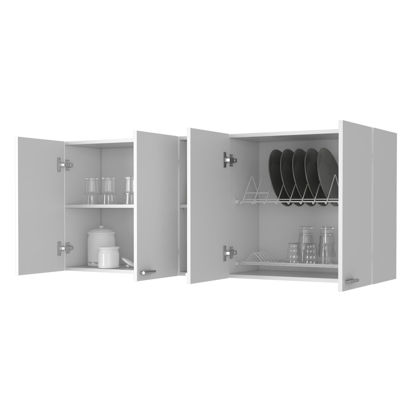 Winslow 59" Modern Wall Cabinet with Four Doors and Two Shelves for Kitchen Storage