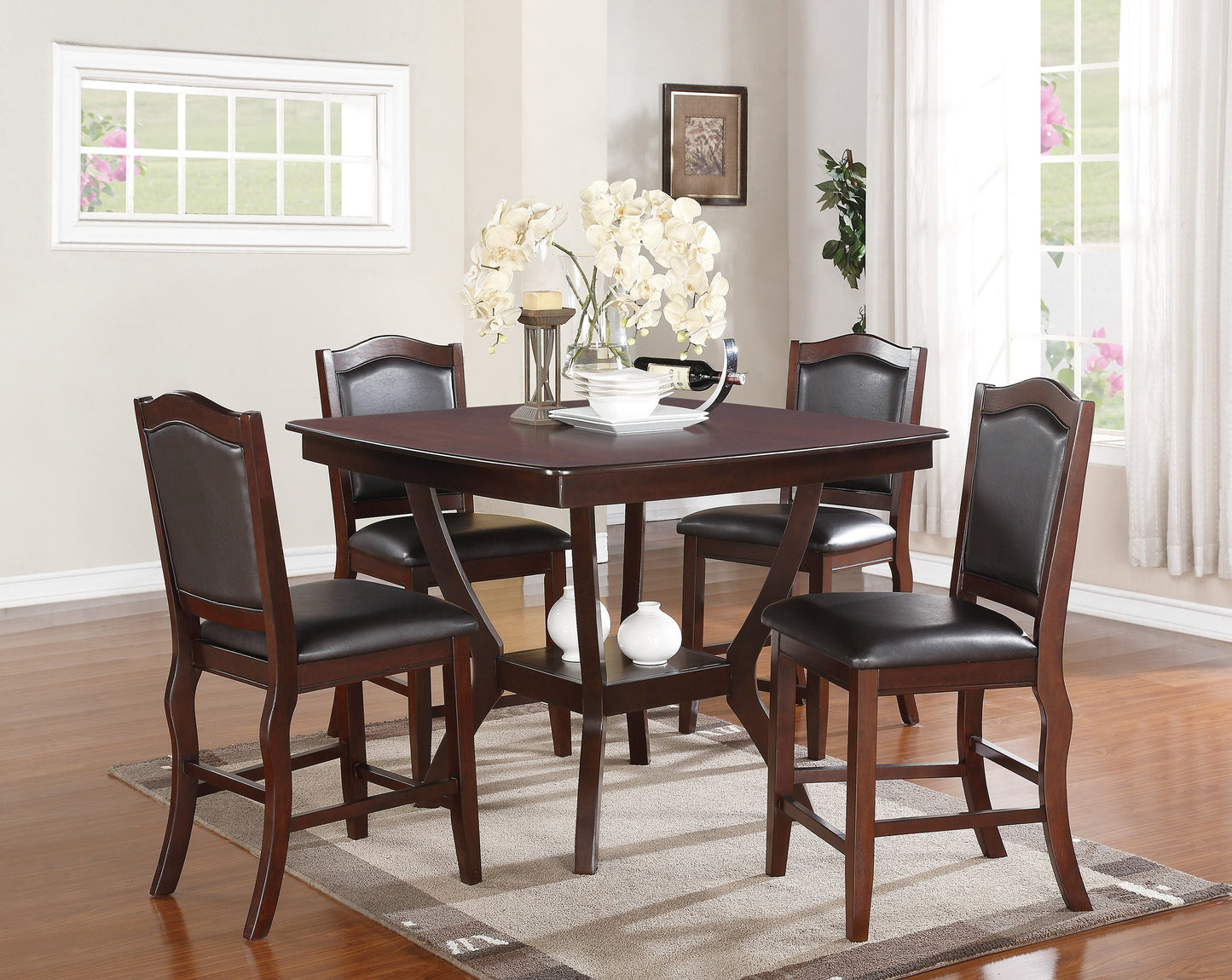 Counter Height Dining Table Rubberwood Espresso Finish