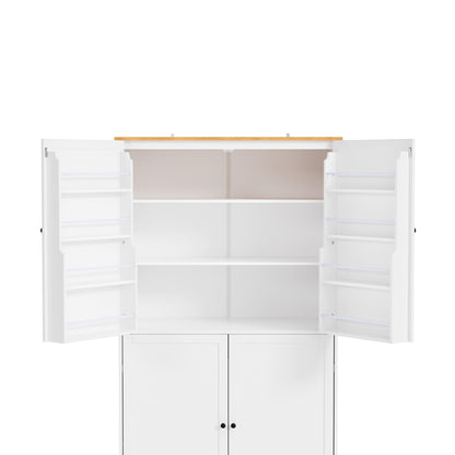 Elegant White Freestanding Kitchen Pantry with Adjustable Shelves and Built-in Drawers - 40.2x20x71.3 inches