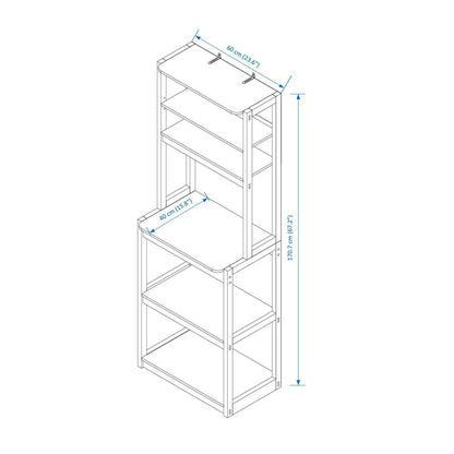 Modern 5-Tier White and Black Kitchen Bakers Rack with Ample Storage and Microwave Stand