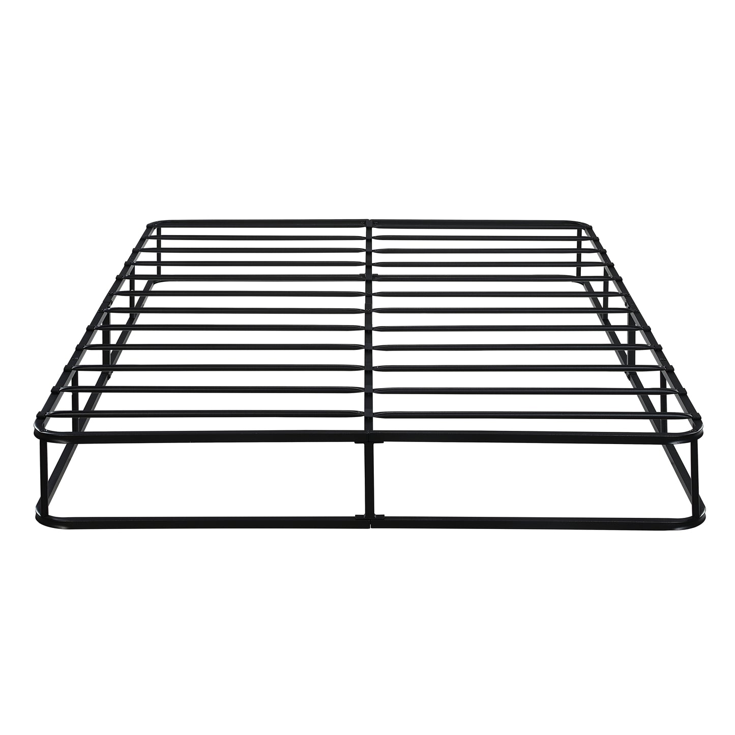 Eastern King Mattress Foundation - 1-Pc Metal Bed Frame with Textured Fabric Cover for Bedroom Use Black