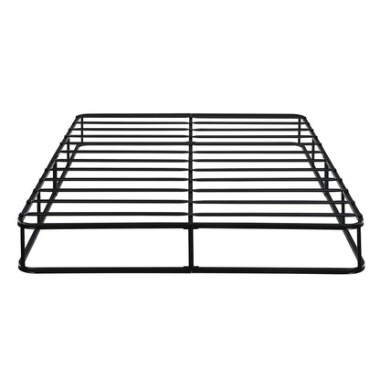Eastern King Mattress Foundation - 1-Pc Metal Bed Frame with Textured Fabric Cover for Bedroom Use Black