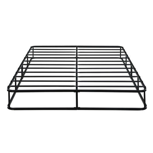 Eastern King Mattress Foundation - 1-Pc Metal Bed Frame with Textured Fabric Cover for Bedroom Use Black