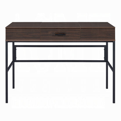 Oak and Black USB Writing Desk with Single Storage Drawer