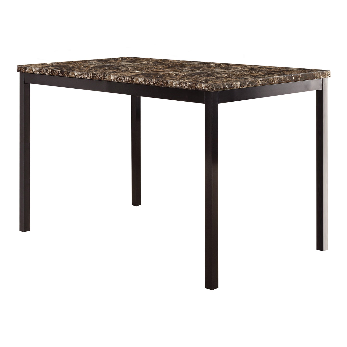 Dining Table 48 By 30 Faux Marble Top Black Metal Finish