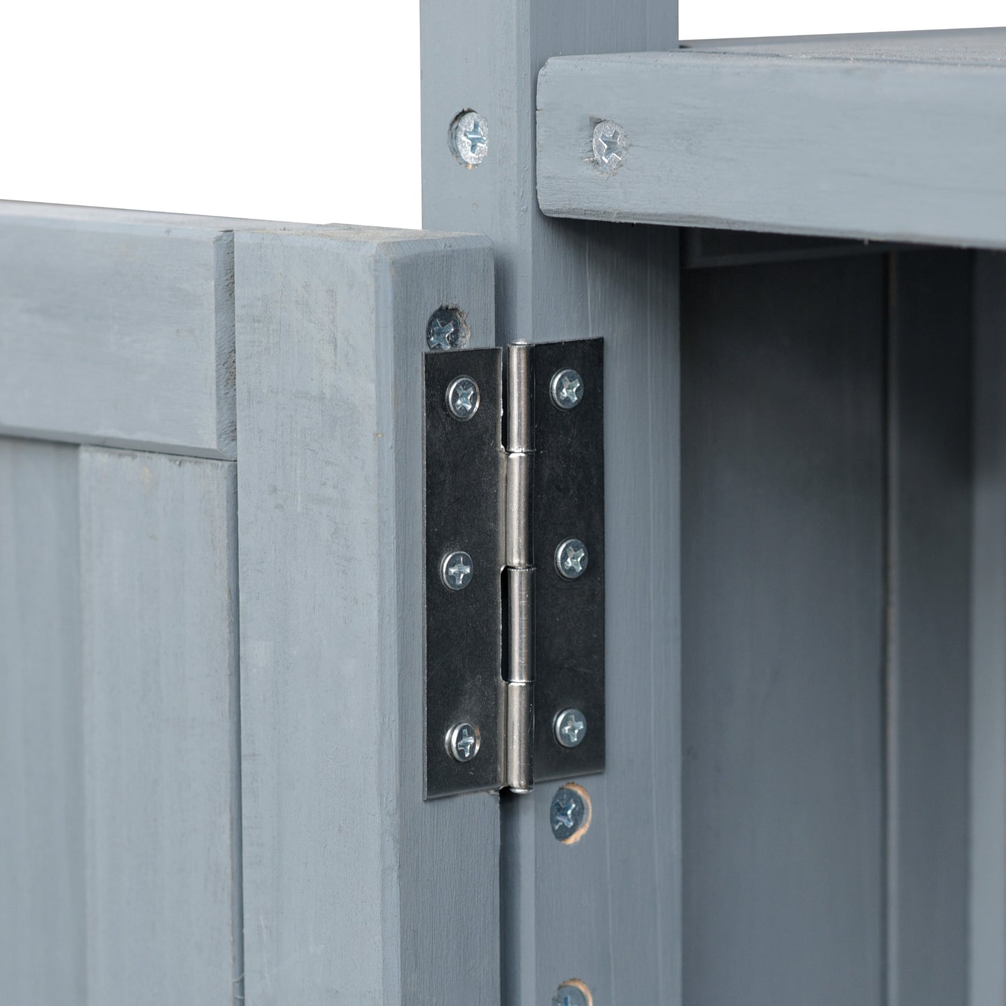 Rolling Outdoor Kitchen Island with Stainless Steel Top, Grey Blue Fir Wood Bar Cart & Storage Cabinet for BBQ and Garden Parties