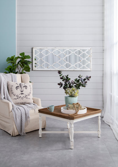 Elegant 59" Distressed White Full Body Floor Mirror for Home Decor