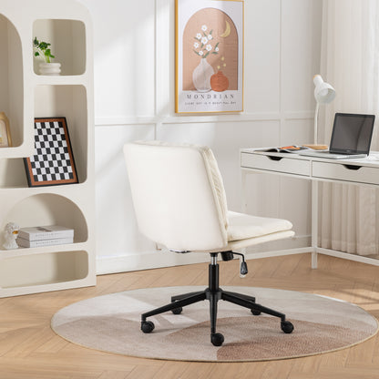 Modern Ergonomic 360° Swivel Criss-Cross Chair with Plush Seat in White