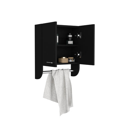 Optim Medicine Cabinet with towel holder 17.4" Wide Medice Cabinet Organizer with Two interior Shelves and Tower Holder for Bathroom, Kitchen, Mudroom